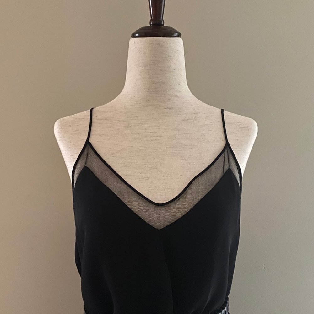 Aritzia Babaton Sheer Trim V-neck Black Cami